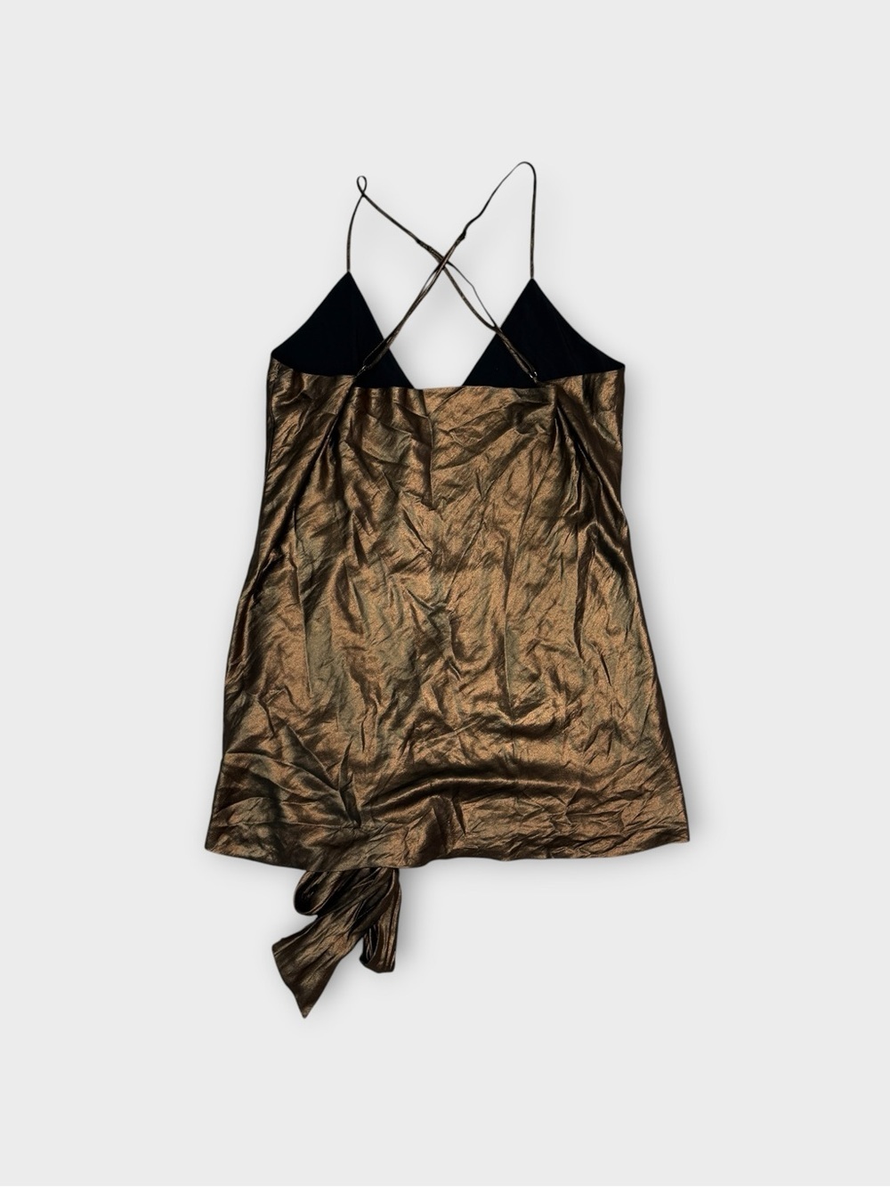 For Love & Lemons Bronze Metallic Cowl Neck Tie Front Cami Top Size L - Picture 2 of 5